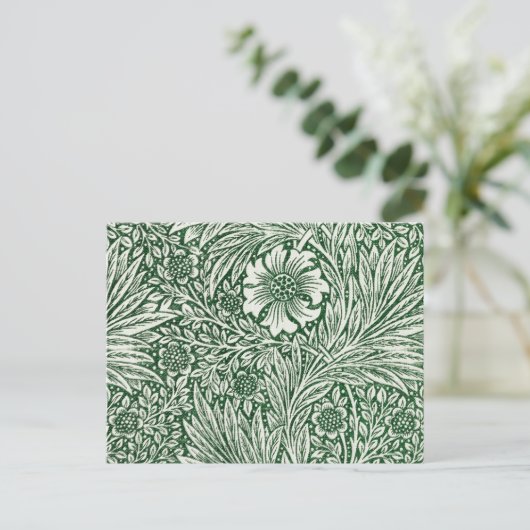 William morris marigold grüne Blume Postkarte (Stehend Vorderseite)