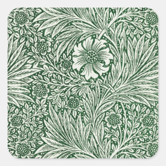 William morris marigold grüne Blume Quadratischer Aufkleber (Vorderseite)