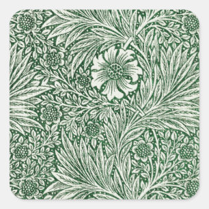 William morris marigold grüne Blume Quadratischer Aufkleber