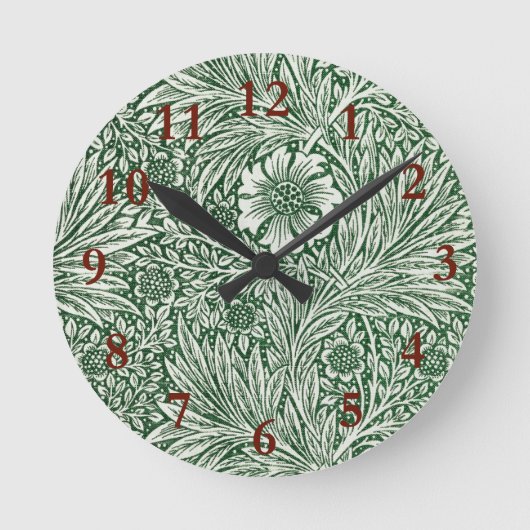 William morris marigold grüne Blume Runde Wanduhr (Vorderseite)