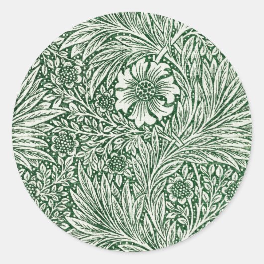 William morris marigold grüne Blume Runder Aufkleber (Vorderseite)