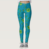 William Morris Marigold, Türkis & Cobalt Blue Leggings (Vorderseite)