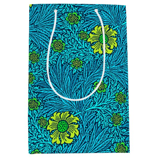 William Morris Marigold, Türkis & Cobalt Blue Mittlere Geschenktüte (Vorderseite)