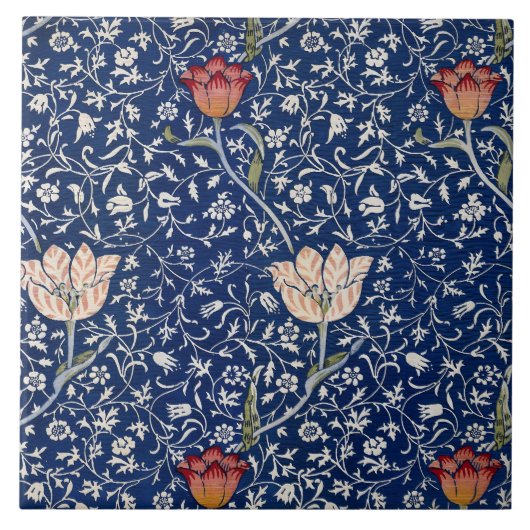 William Morris Medway Blue Floral Fliese (Vorderseite)