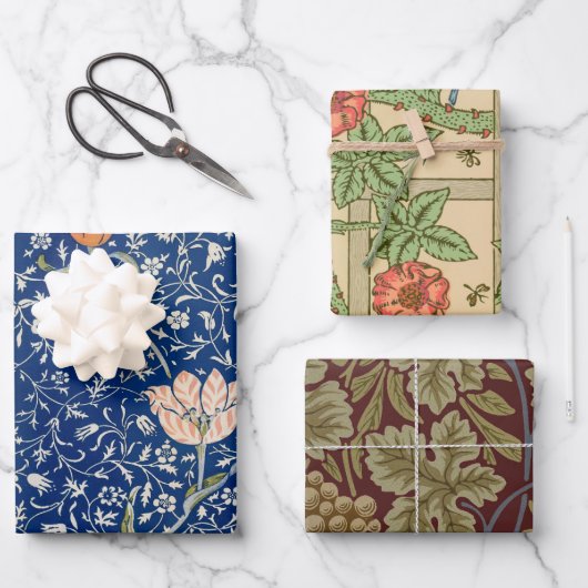 William Morris Medway Blue Floral Geschenkpapier Set (Vorderseite)