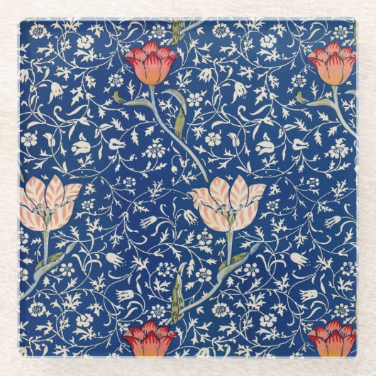 William Morris Medway Blue Floral Glasuntersetzer (Vorderseite)