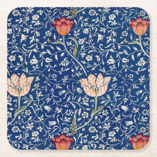 William Morris Medway Blue Floral Rechteckiger Pappuntersetzer (Vorderseite)