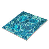William Morris mit Blumen, Indigo-Blau und Türkis Fliese (Seite)