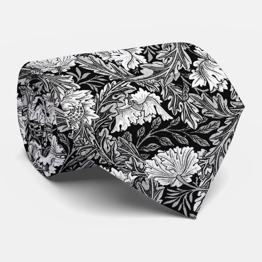 William Morris mit Blumen, schwarz, weiß u. Krawatte (Gerollt)