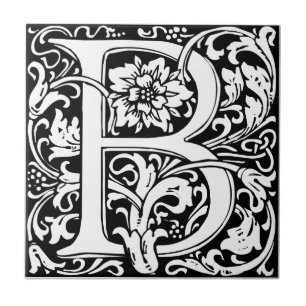 William Morris Mit Monogramm Letter B Fliese