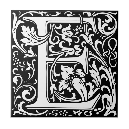 William Morris Mit Monogramm Letter E Fliese (Vorderseite)