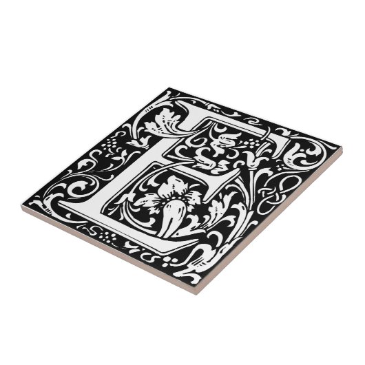 William Morris Mit Monogramm Letter E Fliese (Seite)