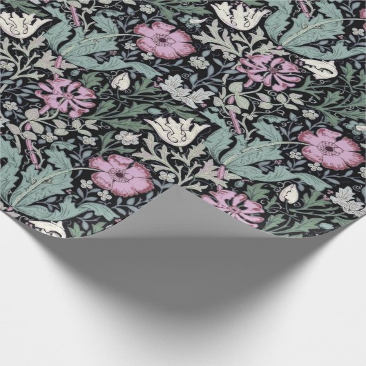William Morris Mohn Botanical Victorian Tapete Geschenkpapier (Ecke)