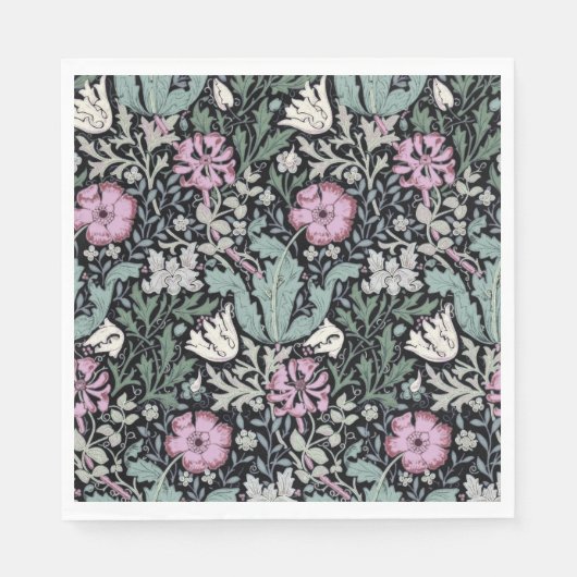 William Morris Mohn Botanical Viktorianisches Tape Serviette (Vorderseite)
