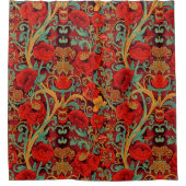 William Morris Mohnblumen Art Nouveau Muster Duschvorhang (Vorderseite)
