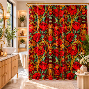 William Morris Mohnblumen Art Nouveau Muster Duschvorhang
