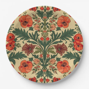 William Morris Mohnblumen Art Nouveau Muster Pappteller