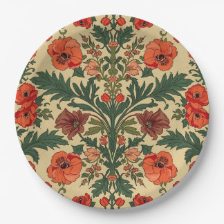 William Morris Mohnblumen Art Nouveau Muster Pappteller