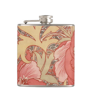 William Morris Mohnblumen im Art Nouveau Stil Flachmann