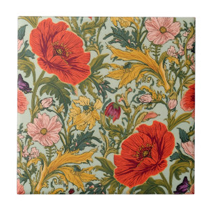William Morris Mohnblumen im Art Nouveau Stil Fliese
