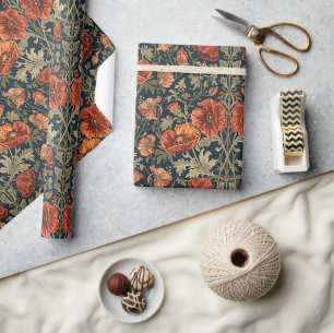 William Morris Mohnblumen im Art Nouveau Stil Geschenkpapier