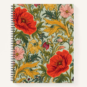 William Morris Mohnblumen im Art Nouveau Stil  Notizblock