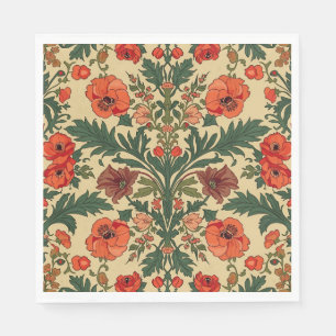 William Morris Mohnblumen im Art Nouveau Stil Serviette