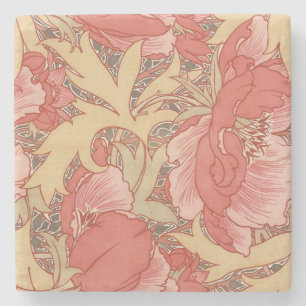 William Morris Mohnblumen im Art Nouveau Stil Steinuntersetzer