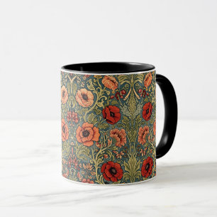 William Morris Mohnblumen im Art Nouveau Stil  Tasse