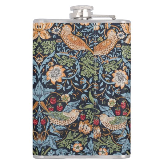 William Morris Monogram Strawberry Thief  Flachmann (Rückseite)