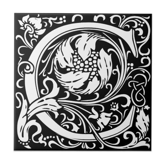 William Morris monogrammierter Buchstabe C Fliese (Vorderseite)