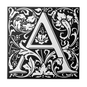 William Morris monogrammiertes Letter A Keramikfli Fliese