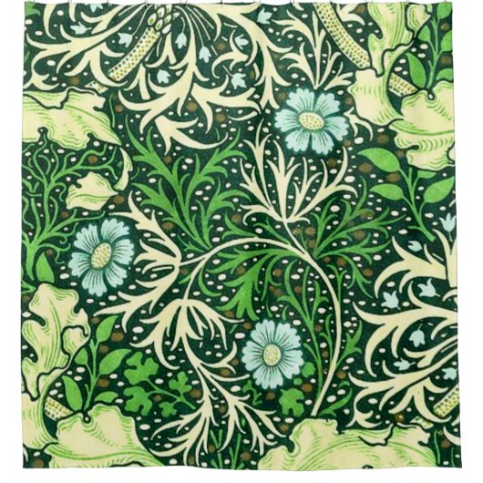 William Morris - Muster der grünen Algen Duschvorhang (Vorderseite)