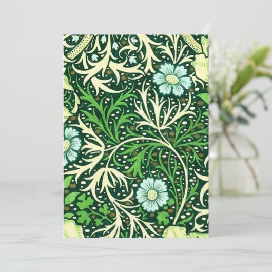 William Morris - Muster der grünen Algen Einladung (Stehend Vorderseite)