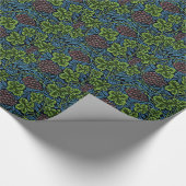 William Morris Muster, Wein in Blau Geschenkpapier (Ecke)