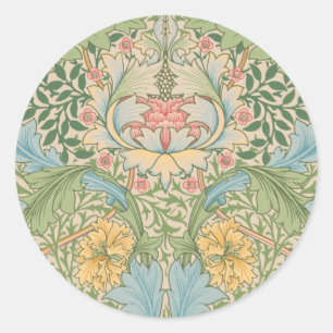 William Morris Myrtle Blume Floral Botanical Runder Aufkleber