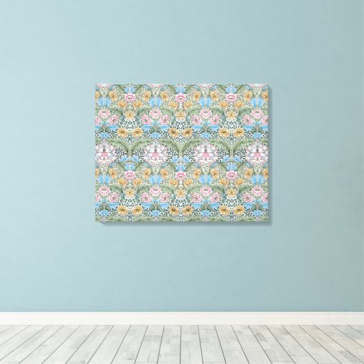 William Morris Myrtle Pattern Wrapped Canvas Leinwanddruck (Insitu (Holzboden))