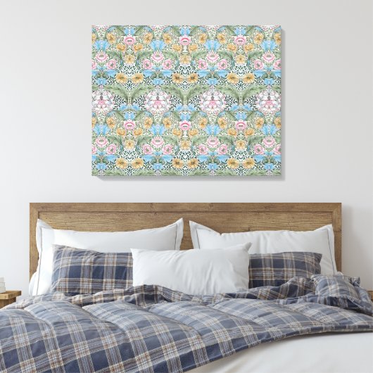 William Morris Myrtle Pattern Wrapped Canvas Leinwanddruck (Insitu (Schlafzimmer))