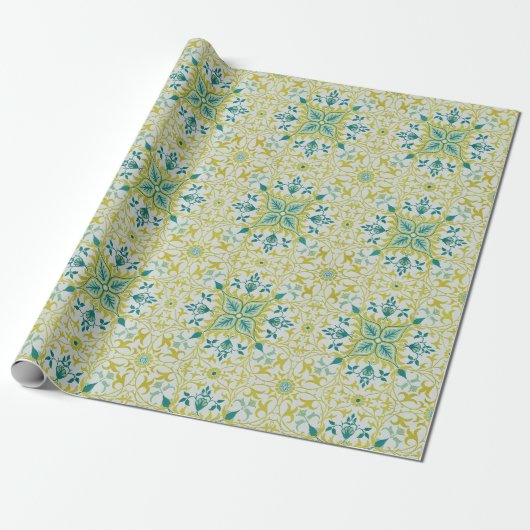 William Morris nahtloses Deckenmuster in Limetteng Geschenkpapier (Ungerollt)