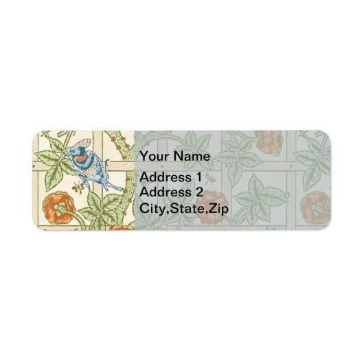 William Morris nahtloses Gitter-Rosen-Vogel-Muster (Vorne)