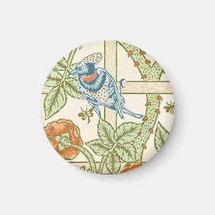 William Morris nahtloses Gitter-Rosen-Vogel-Muster Magnet