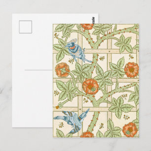 William Morris nahtloses Gitter-Rosen-Vogel-Muster Postkarte