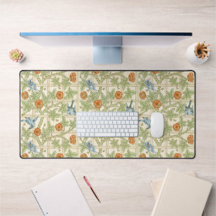 William Morris nahtloses Gitter-Rosen-Vogel-Muster Schreibtischunterlage