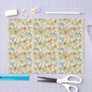 William Morris nahtloses Gitter-Rosen-Vogel-Muster Seidenpapier