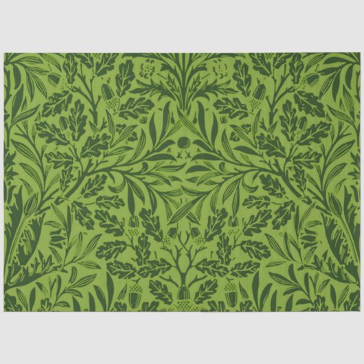 William Morris nahtloses grünes Eichenlaubmuster Seidenpapier (Vorderseite)