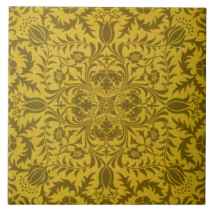 William Morris nahtloses Reben-Gold-Gelb-Muster Fliese