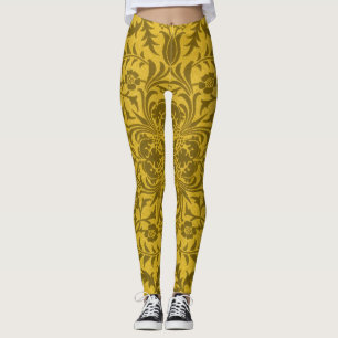 William Morris nahtloses Reben-Gold-Gelb-Muster Leggings