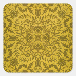 William Morris nahtloses Reben-Gold-Gelb-Muster Quadratischer Aufkleber