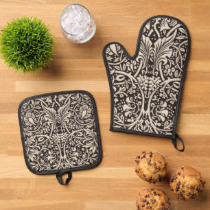 William Morris Narzissen Blumen Wallpaper Ofenhandschuh & Topflappen-Set
