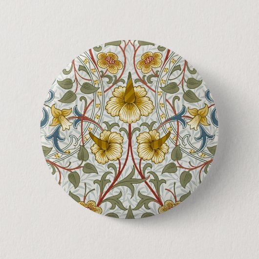 William Morris Narzissen-Blumenmuster Button (Vorderseite)